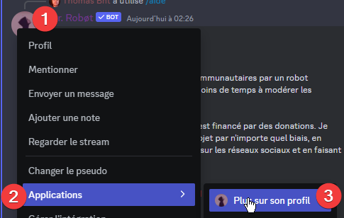 Utilisation de la commande /whois avec un clic droit